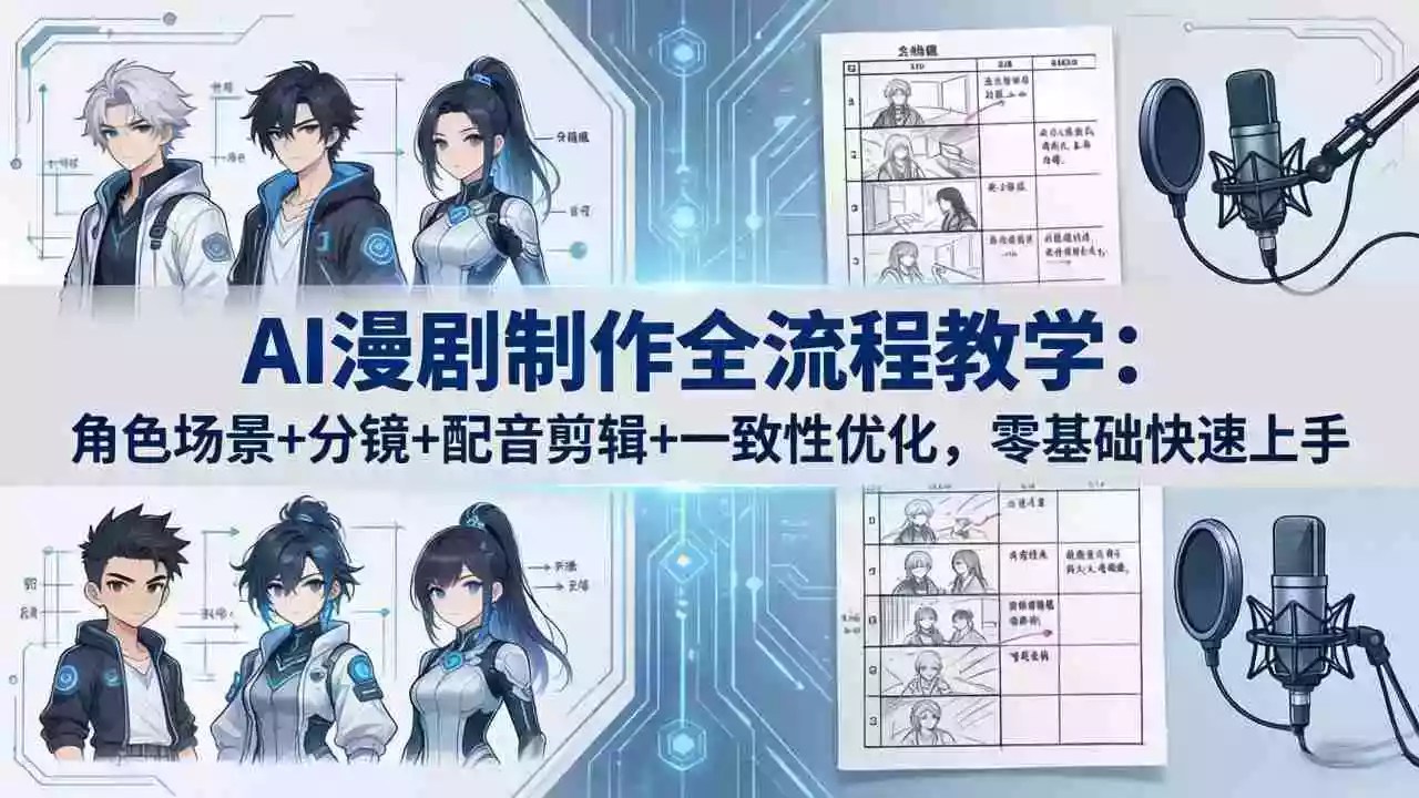 AI漫剧制作全流程教学:角色场景+分镜+配音剪辑+一致性优化,零基础快速上手