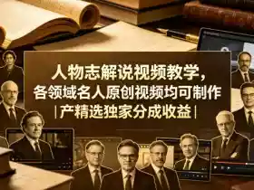 人物志解说视频教学,各领域名人原创视频均可制作丨精选独家分成收益(更新0430)