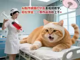 AI制作橘猫打针反差视频教学,轻松学会,一条作品涨粉上千+