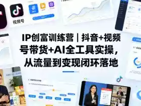 IP创富训练营|抖音+视频号带货+AI全工具实操,从流量到变现闭环落地