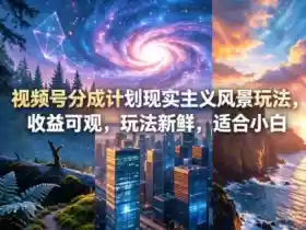 视频号分成计划现实主义风景玩法,收益可观,玩法新鲜,适合小白
