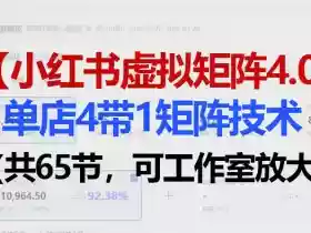小红书虚拟矩阵4.0技术:单店4带1矩阵(共65节,可工作室放大)