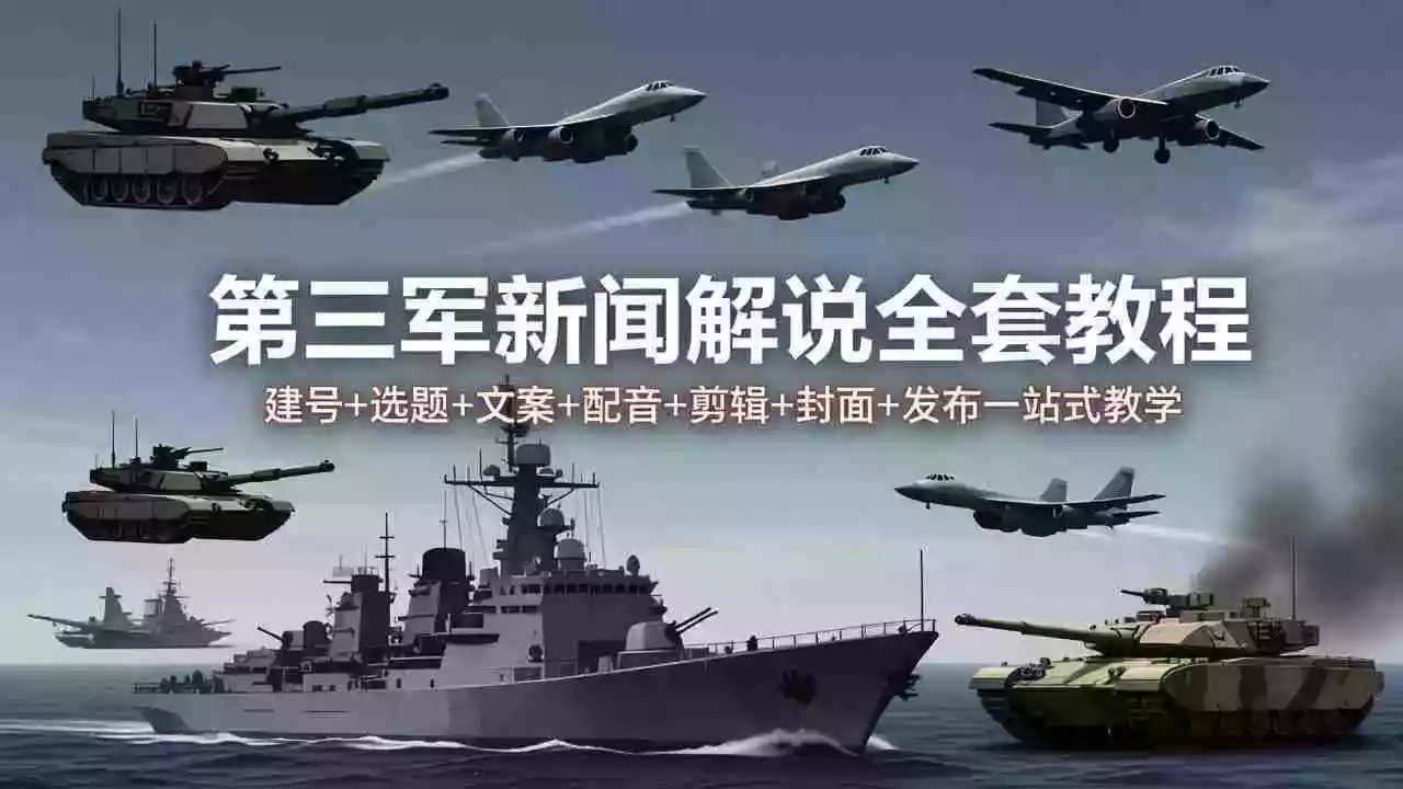 第三军迷新闻解说全套教程:建号+选题+文案+配音+剪辑+封面+发布一站式教学
