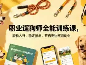 职业遛狗师全能训练课,轻松入行,稳定接单,开启宠物赛道副业