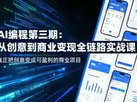 AI编程第三期,从创意到商业变现的全链路实战课,真正把创意变成可盈利的商业项目(更新05月19日)