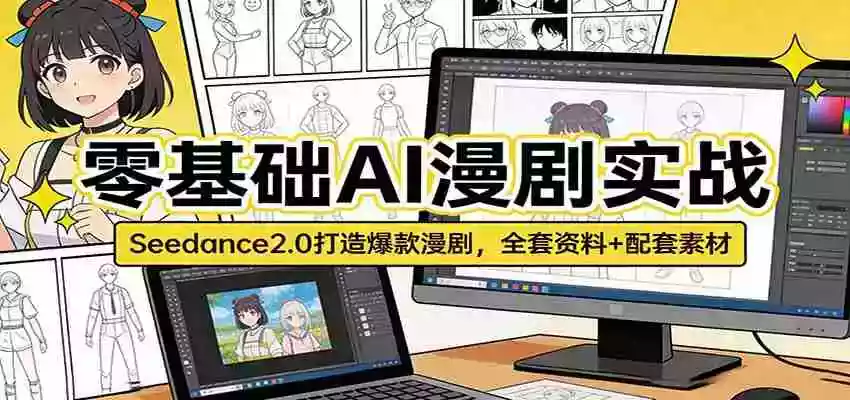 零基础AI漫剧实战:Seedance2.0打造爆款漫剧,全套资料+配套素材