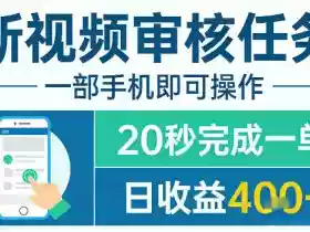 新视频审核任务,一部手机即可操作,20秒完成一单,日收益4张+【揭秘】