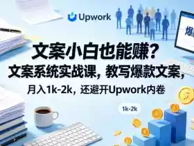 文案小白也能賺？文案系统实战课，教写爆款文案，月入1k-2k，还避开Upwork内卷【原创双语字幕】