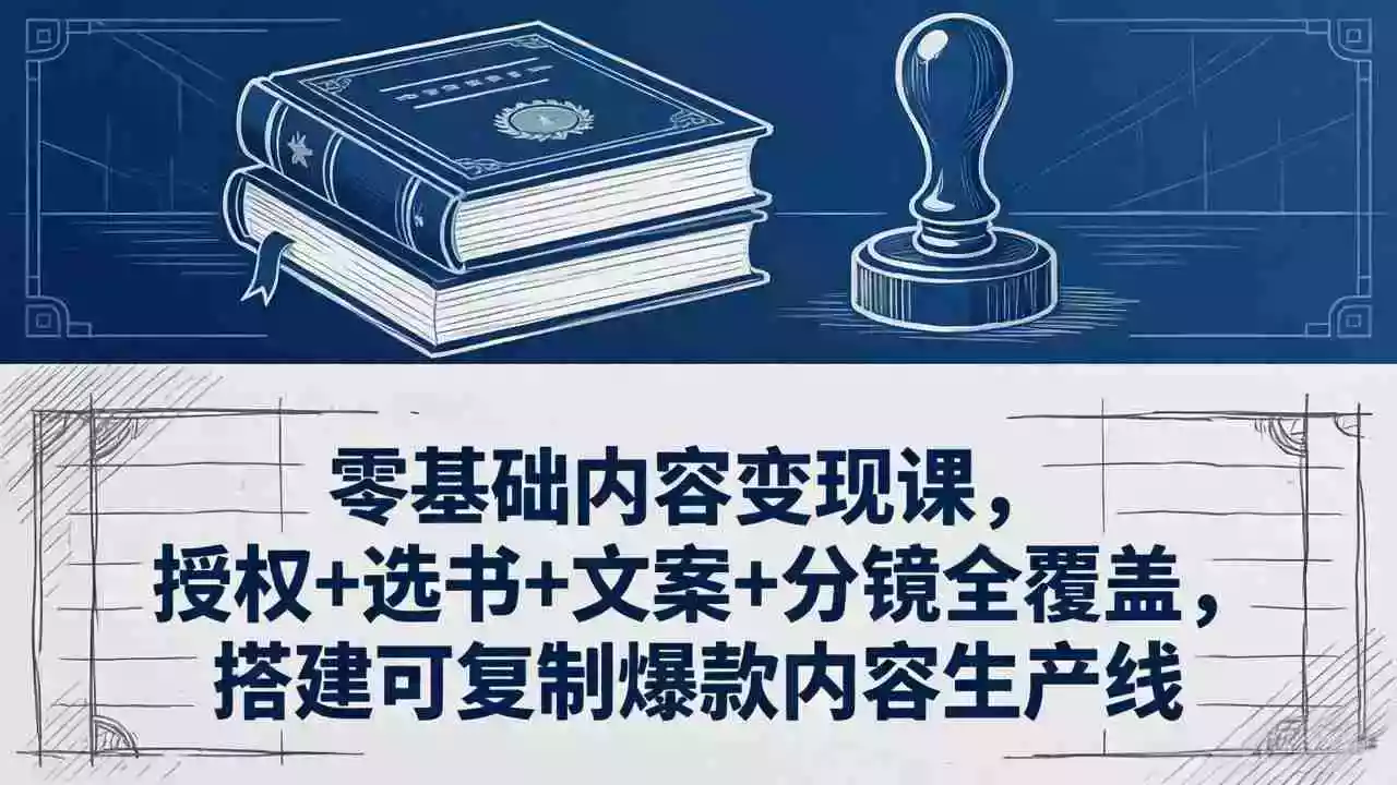 零基础内容变现课,授权+选书+文案+分镜全覆盖,搭建可复制爆款内容生产线