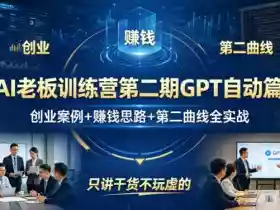 AI老板训练营第二期GPT自动篇,创业案例+賺钱思路+第二曲线全实战,只讲干货不玩虚的