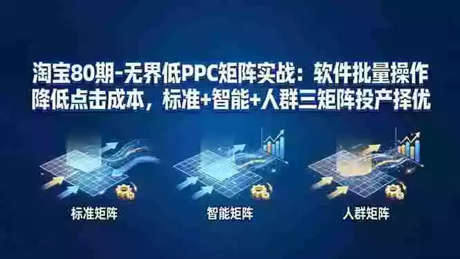 淘宝80期-无界低PPC矩阵实战：软件批量操作降低点击成本，标准+智能+人群三矩阵投产择优