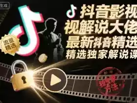抖音影视解说大佬最新抖音进精选和独家方法,精选独家解说课(更新26年3月)