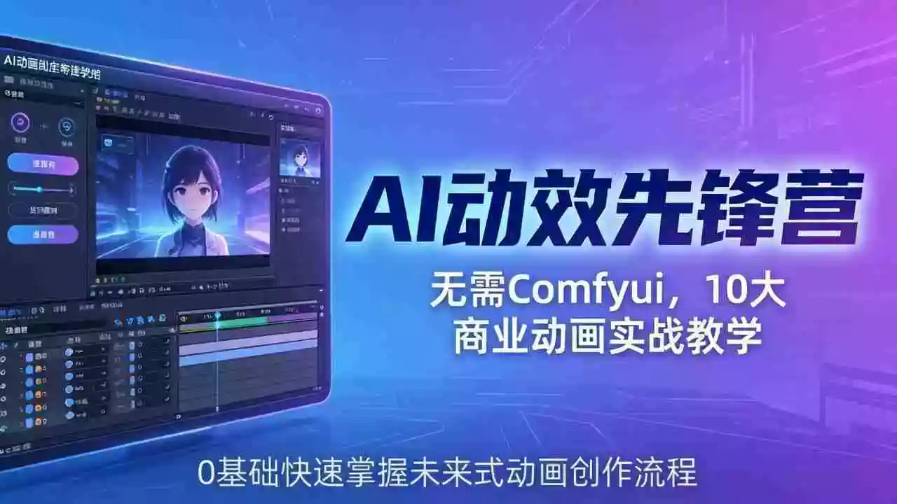 AI 动效先锋营:无需Comfyui,10大商业动画实战教学,0基础快速掌握未来式动画创作流程