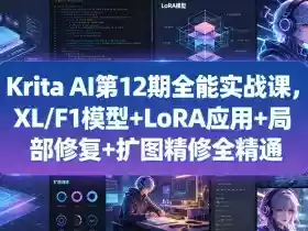 Krita AI第12期全能实战课,XL/F1模型+LoRA应用+局部修复+扩图精修全精通