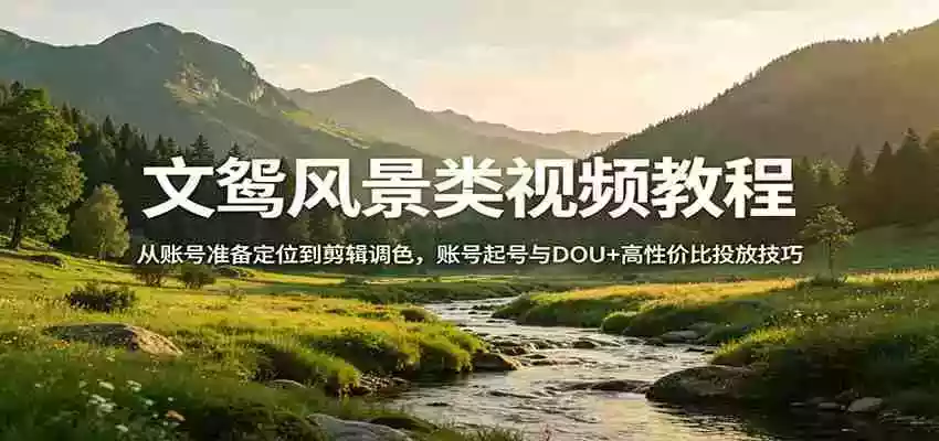 风景视频创作教程：从账号准备定位到剪辑调色，账号起号与DOU+高性价比投放技巧