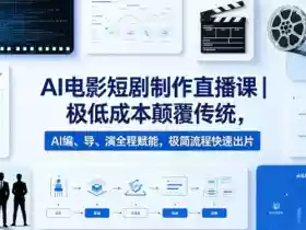 AI电影短剧制作直播课|极低成本颠覆传统,AI编、导、演全程赋能,极简流程快速出片