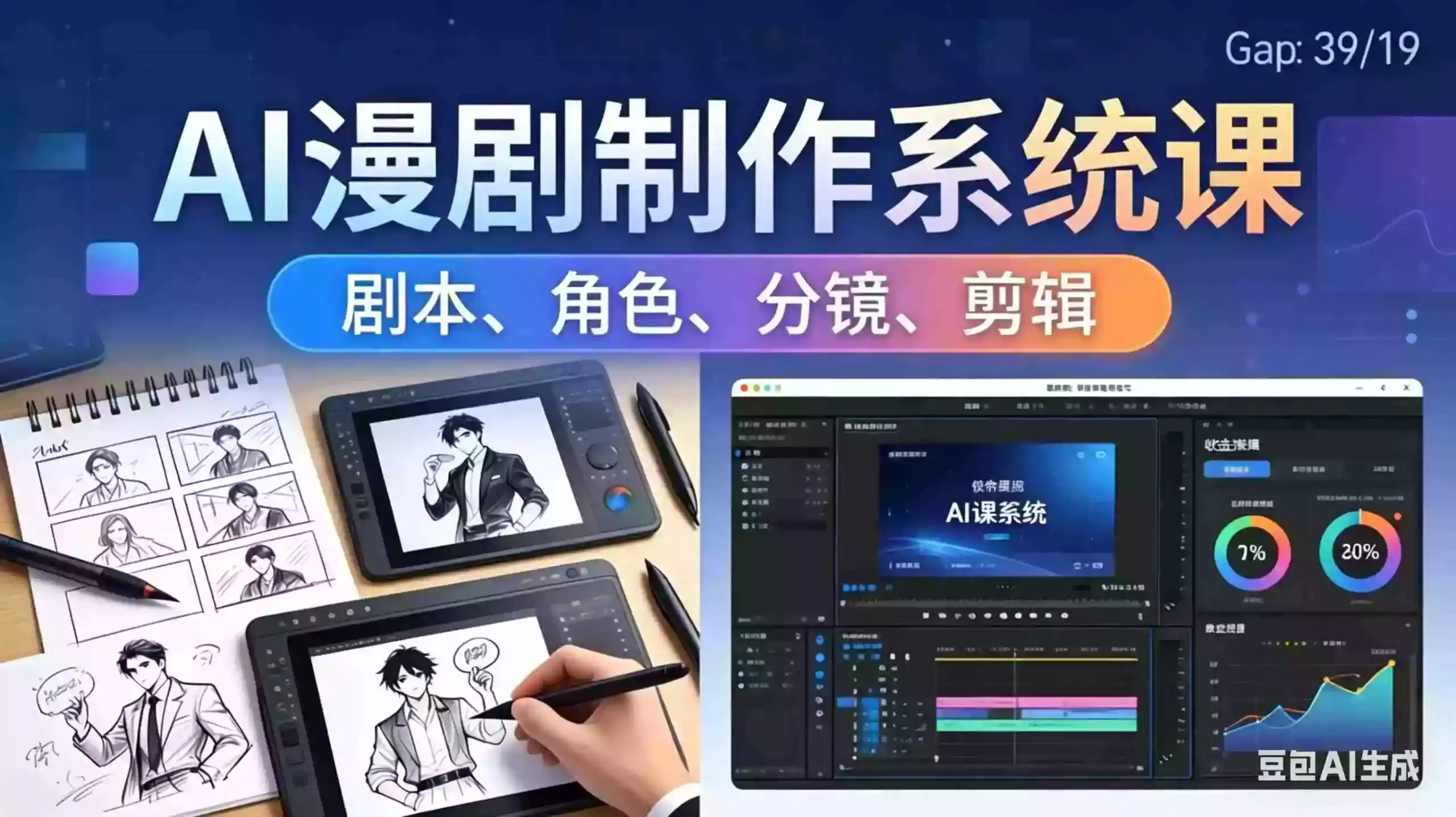 AI漫剧制作系统课：0基础从0到1学会AI制作，掌握剧本、角色、分镜、剪辑全套技能，轻松做号变现