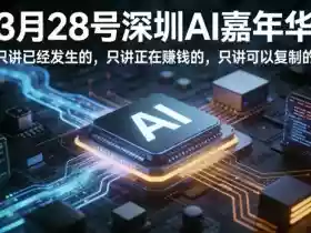 3月28号深圳AI嘉年华,只讲已经发生的,只讲正在賺钱的,只讲可以复制的