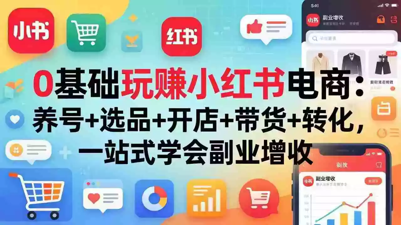 (17949期)0基础玩赚小红书电商:养号+选品+开店+带货+转化,一站式学会副业增收