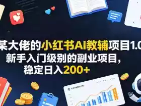 某大佬的小红书AI教辅项目1.0,新手入门级别的副业项目,稳定日入200+