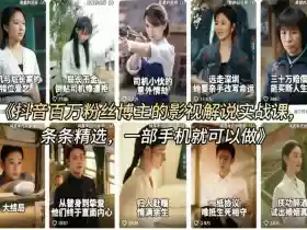 抖音百万粉丝博主的影视解说实战课,精选独家解说教学,条条精选,一部手机就可以做