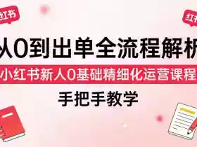 从0到出单全流程解析,小红书新人0基础精细化运营课程,手把手教学