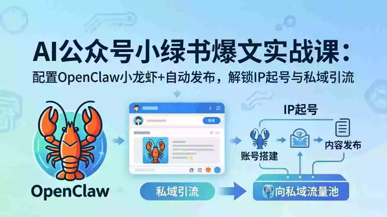AI公众号小绿书变现实战课:小绿书爆文写作+OpenClaw自动发布,解锁IP起号与私域引流