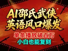 AI邵氏武侠英语风口爆发,单条播放破百万,小白也能复刻