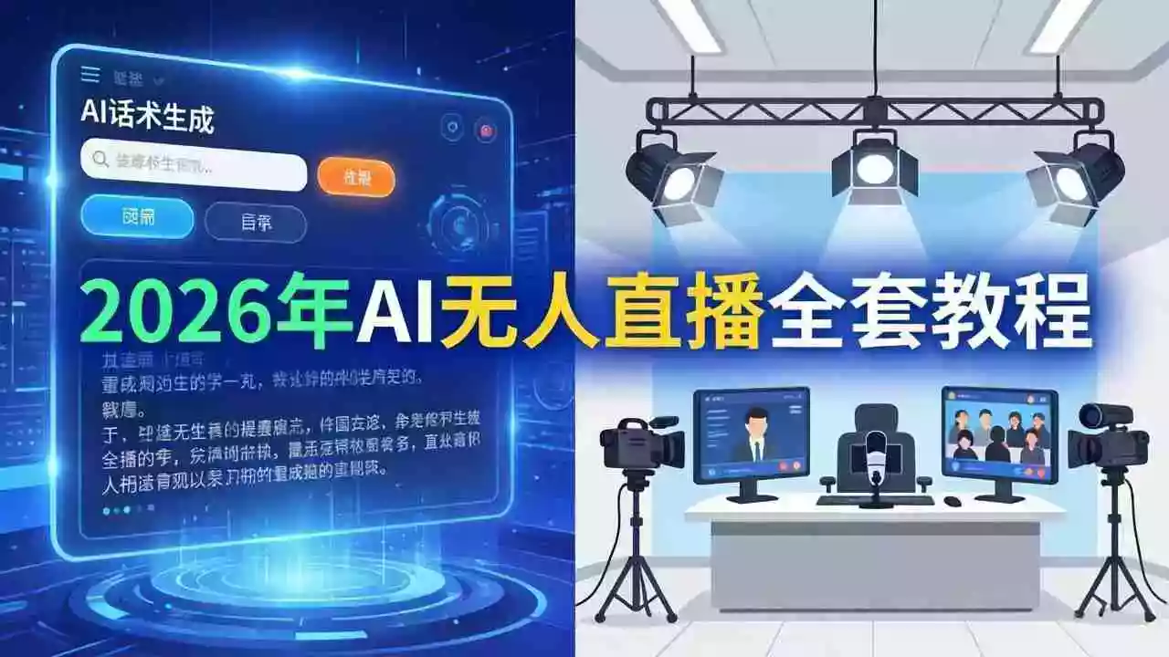 (17953期)2026年AI无人直播全套教程:OBS安装+软件配置+直播间搭建+话术生成+一键开播实操