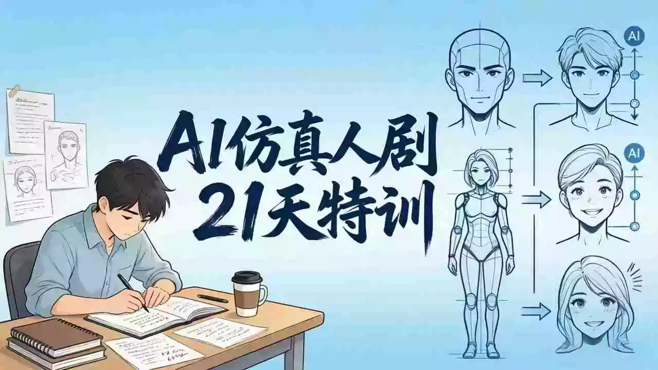 AI仿真人剧21天特训-更新:从剧本到成片全流程实战,掌握角色一致性与变现方法
