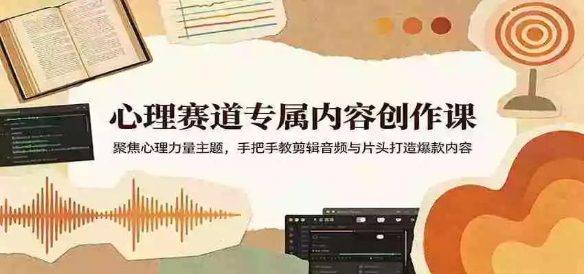 心理赛道专属内容创作课:聚焦心理力量主题,手把手教剪辑音频与片头打造爆款内容