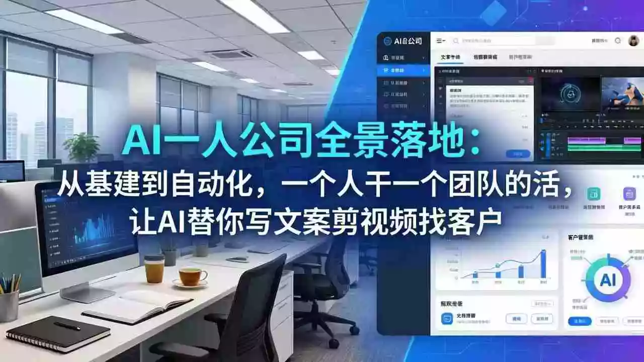 (17939期)AI一人公司全景落地:从基建到自动化,一个人干一个团队的活,让AI替你写文案剪视频找客户