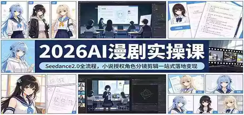 图片[1]-2026AI漫剧实操课：Seedance2.0全流程，小说授权角色分镜剪辑一站式落地变现