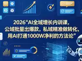 2026AI全域增长内训课,公域批量出爆款,私域精准做转化,用AI打通1000W净利的方法论