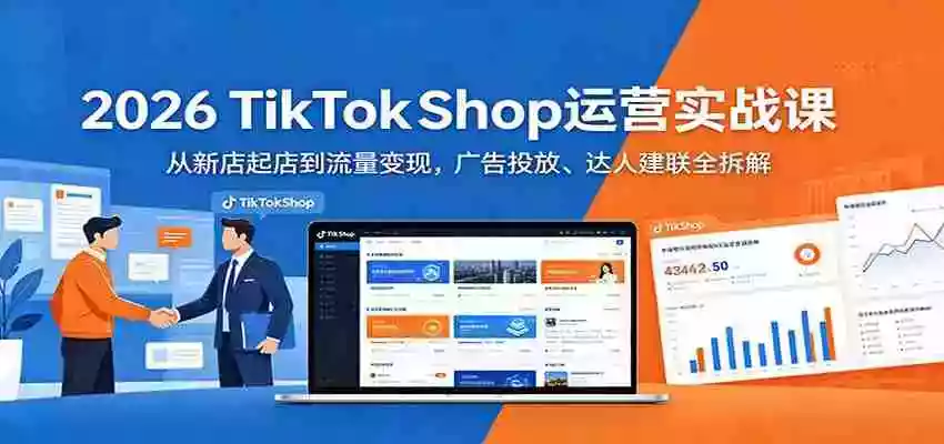 2026 TikTokShop运营实战课:从新店起店到流量变现,广告投放、达人建联全拆解
