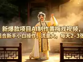 新爆款项目AI制作黄梅戏视频,适合新手小白操作,流量大,每天2-3张