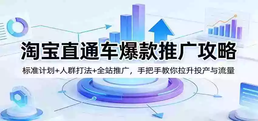 淘宝直通车爆款推广攻略:标准计划+人群打法+全站推广,手把手教你拉升投产与流量