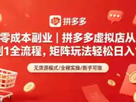 零成本副业|拼多多虚拟店从0到1全流程,矩阵玩法轻松日入1k