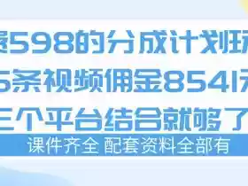拆解外面收费1980的分成计划猫咪vlog玩法,三天佣金8541(仅供参考)