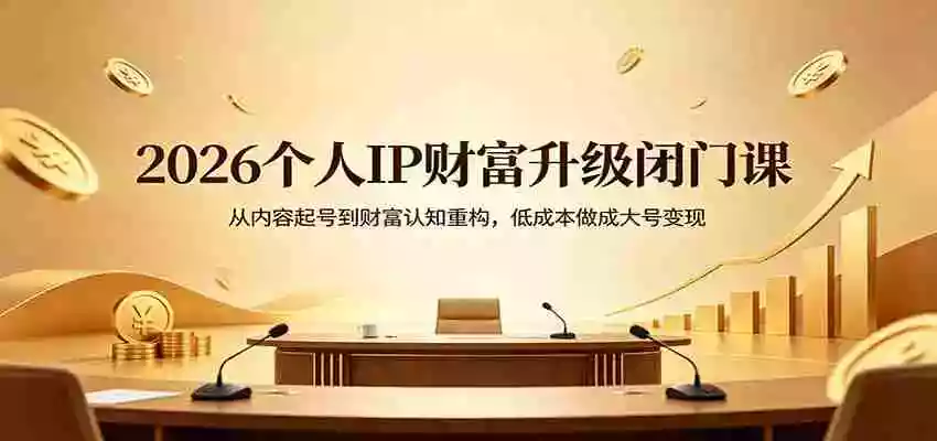 2026个人IP财富升级闭门课:从内容起号到财富认知重构,低成本做成大号变现