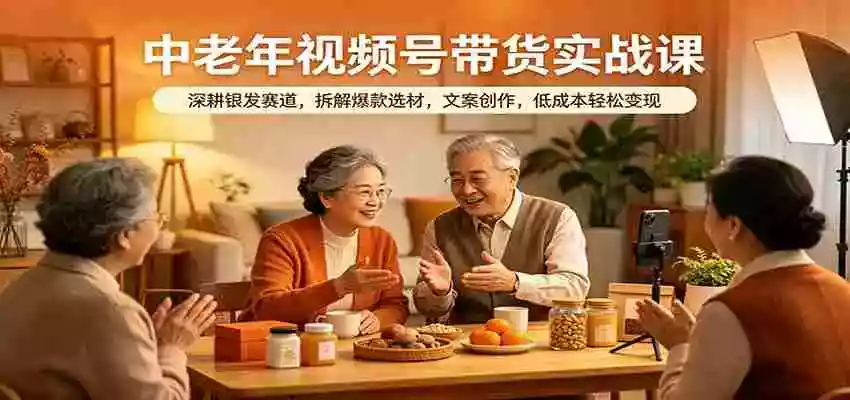 中老年视频号带货实战课:深耕银发赛道,拆解爆款选材,文案创作,低成本轻松变现