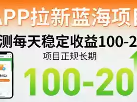 APP拉新蓝海项目,亲测每天稳定收益100-200,项目正规长期