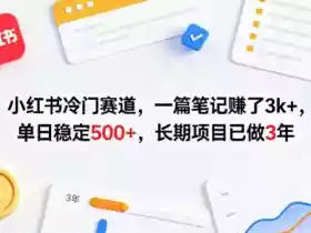 小红书冷门赛道，一篇笔记賺了3k+，单日稳定500+，长期项目已做3年【揭秘】