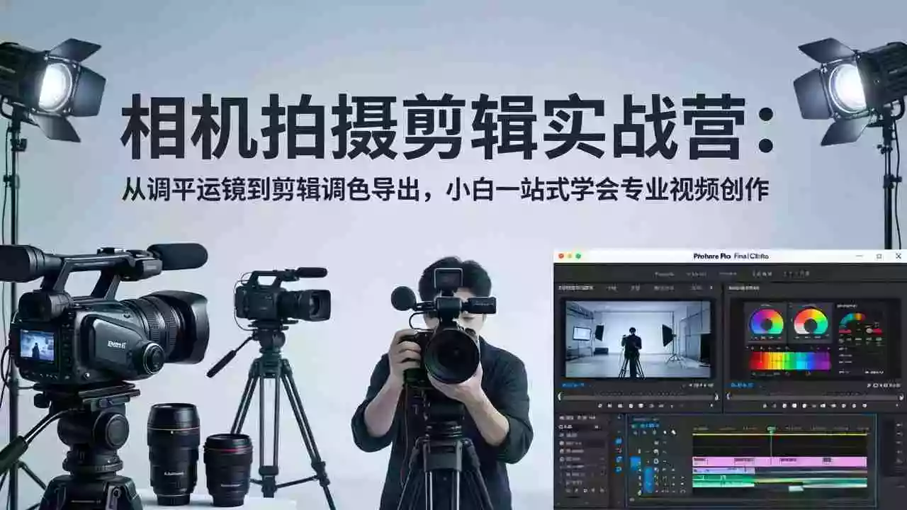 相机拍摄剪辑实战营:从调平运镜到剪辑调色导出,小白一站式学会专业视频创作