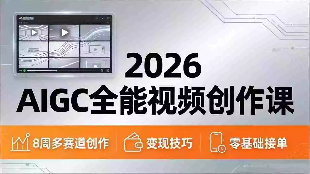 2026AIGC全能视频创作课,8周吃透多赛道创作+变现,零基础也能高效出片接单
