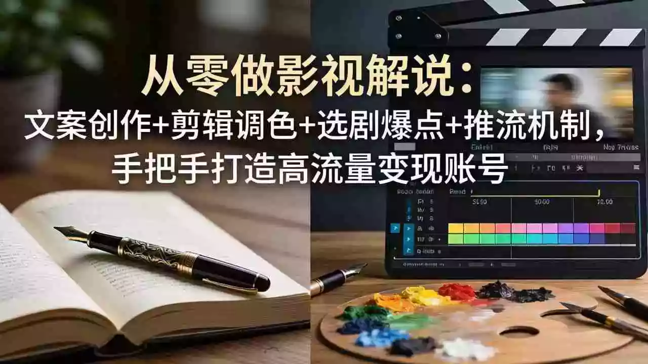 (17972期)从零做影视解说:文案创作+剪辑调色+选剧爆点+推流机制,手把手打造高流量变现账号
