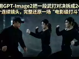 用GPT-Image2把一段武打对决拆成24个连续镜头,完整还原一场“电影级打斗”