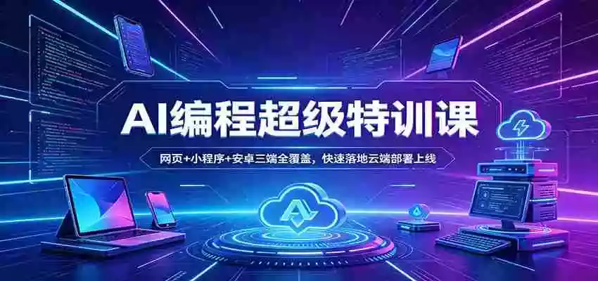 AI编程超级特训课:网页+小程序+安卓三端全覆盖,快速落地云端部署上线