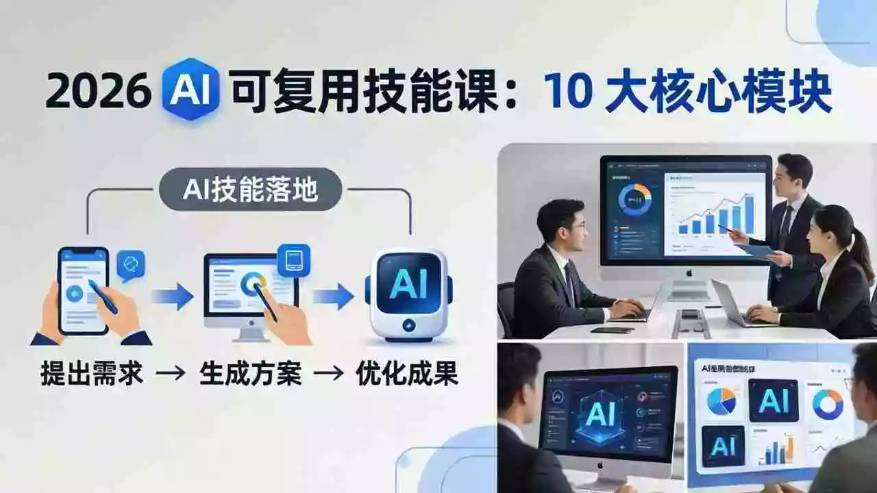 (17894期)2026AI可复用技能-4月新课:10大核心模块,手把手教你把AI用进工作、产出成果