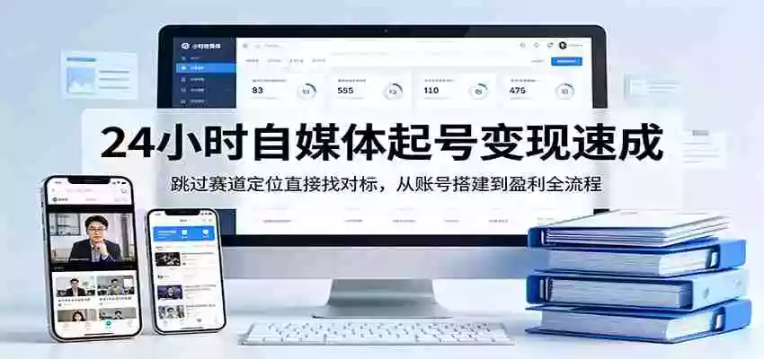 24小时自媒体起号变现速成,跳过赛道定位直接找对标,从账号搭建到盈利全流程